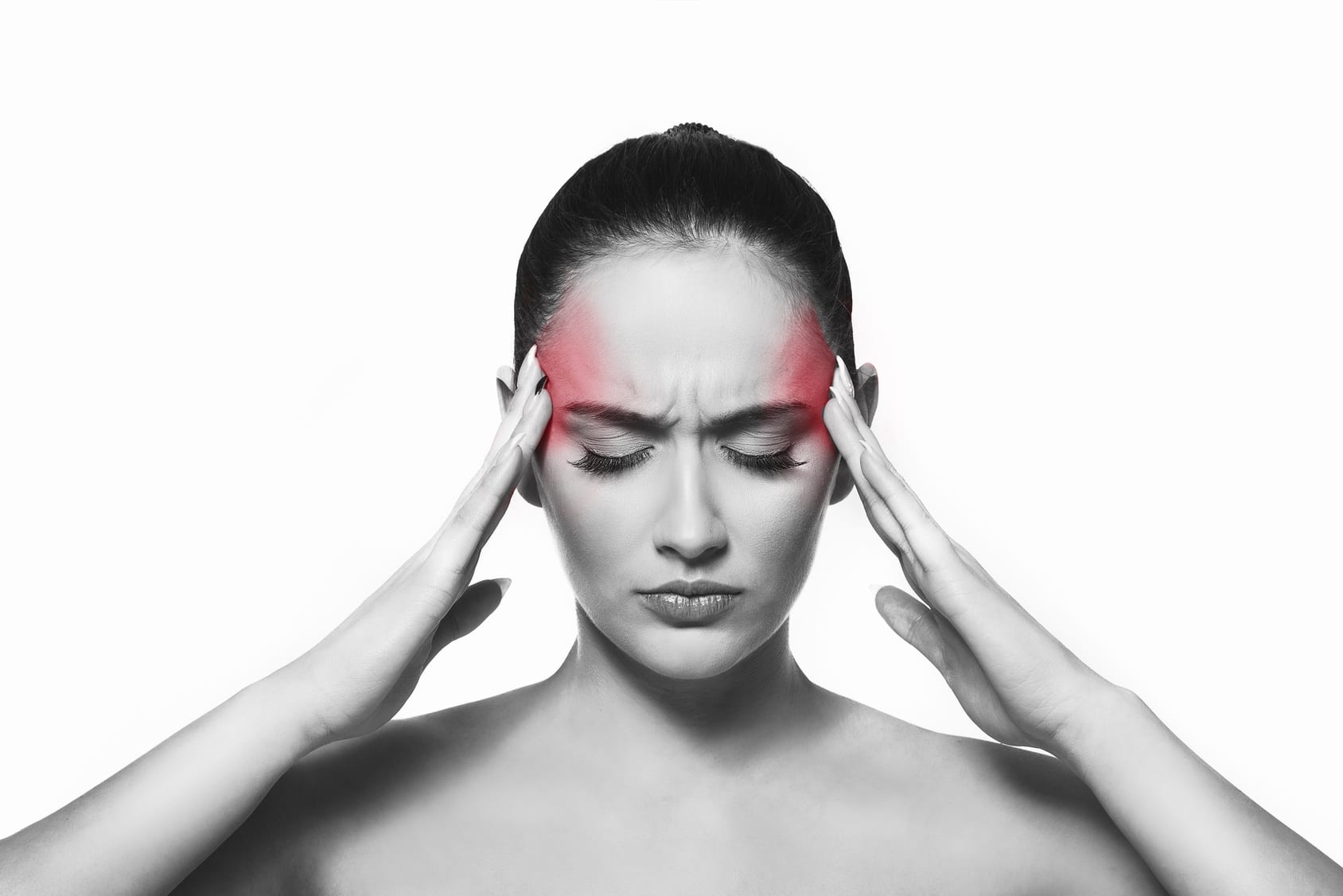 Woman suffering from exercise induced headache and migraine