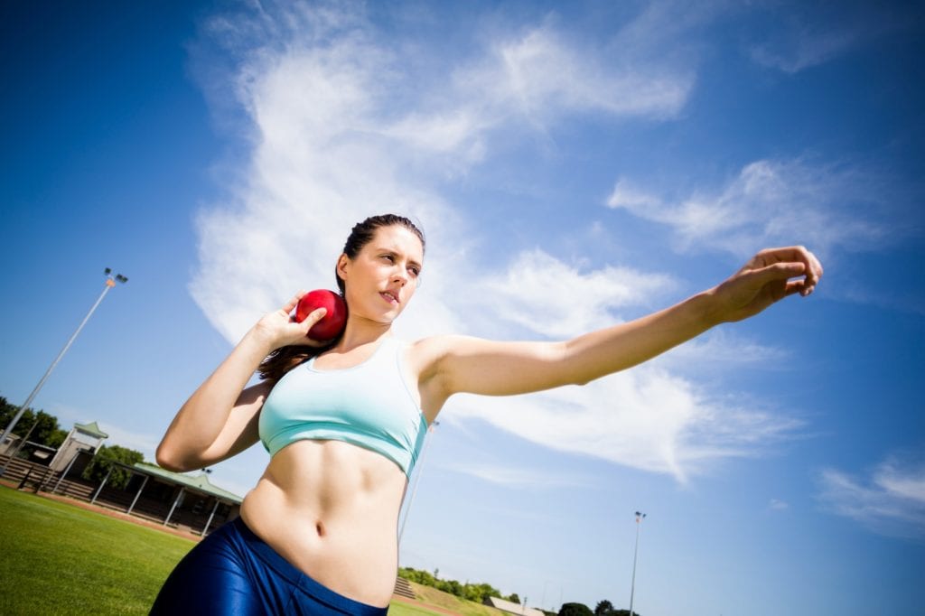 Female athlete training in the morning