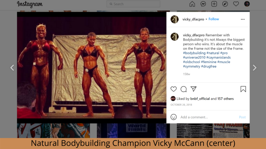 natural female bodybuilders with Vicki McCann onstage