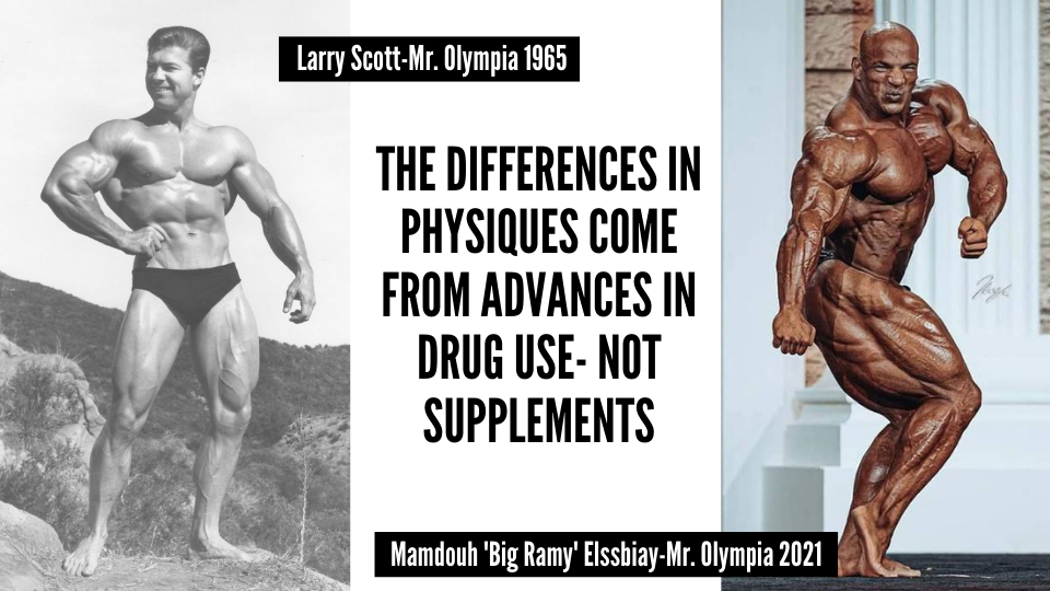 The Differences in Physiques come from advances in drug use, not supplements