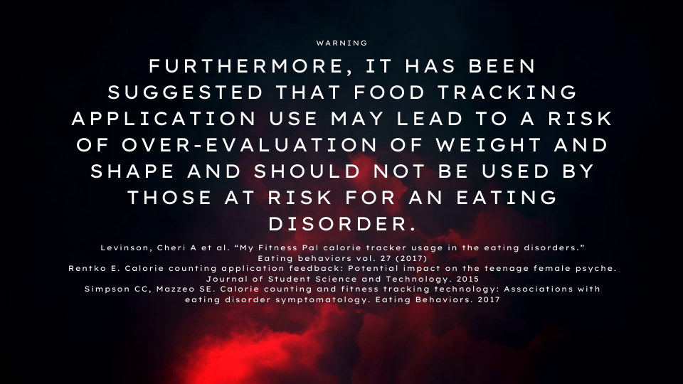 Food tracking should not be used by those at risk for an eating disorder