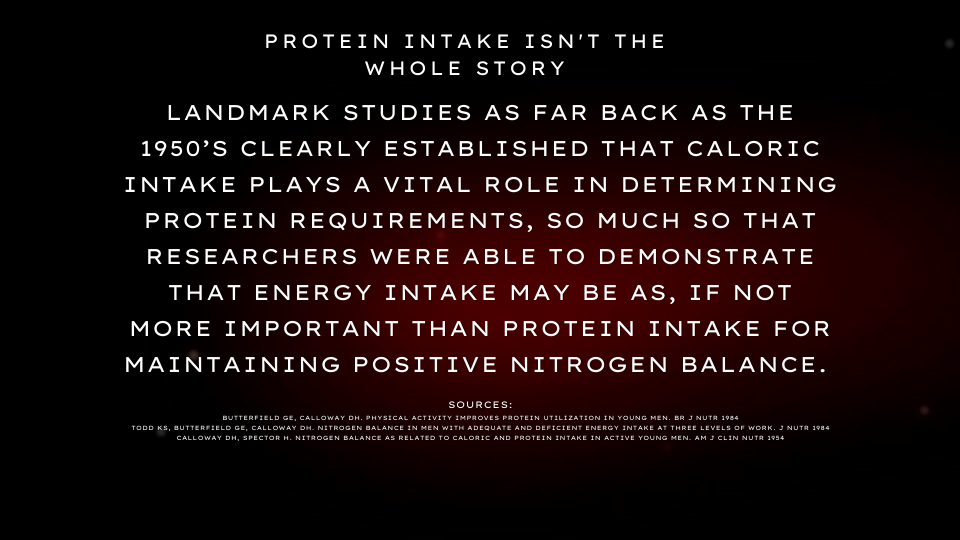 caloric intake plays a vital role in determining protein requirements