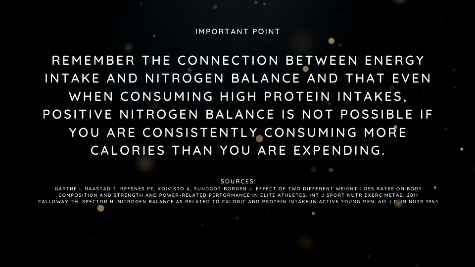 connection between energy intake and nitrogen balance