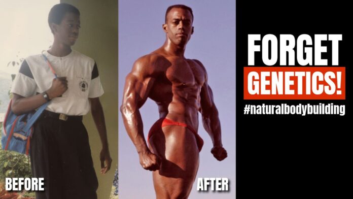 Natural bodybuilder before and after demonstrating an impressive physique built through high intensity training